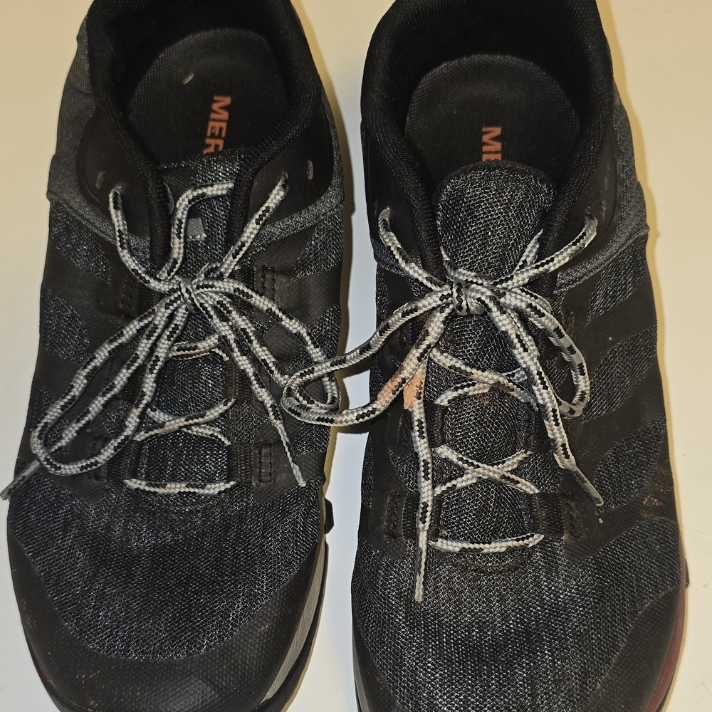 Merrell Women's Black Athletic Lace-Up Sneakers with Subtle Orange Accent